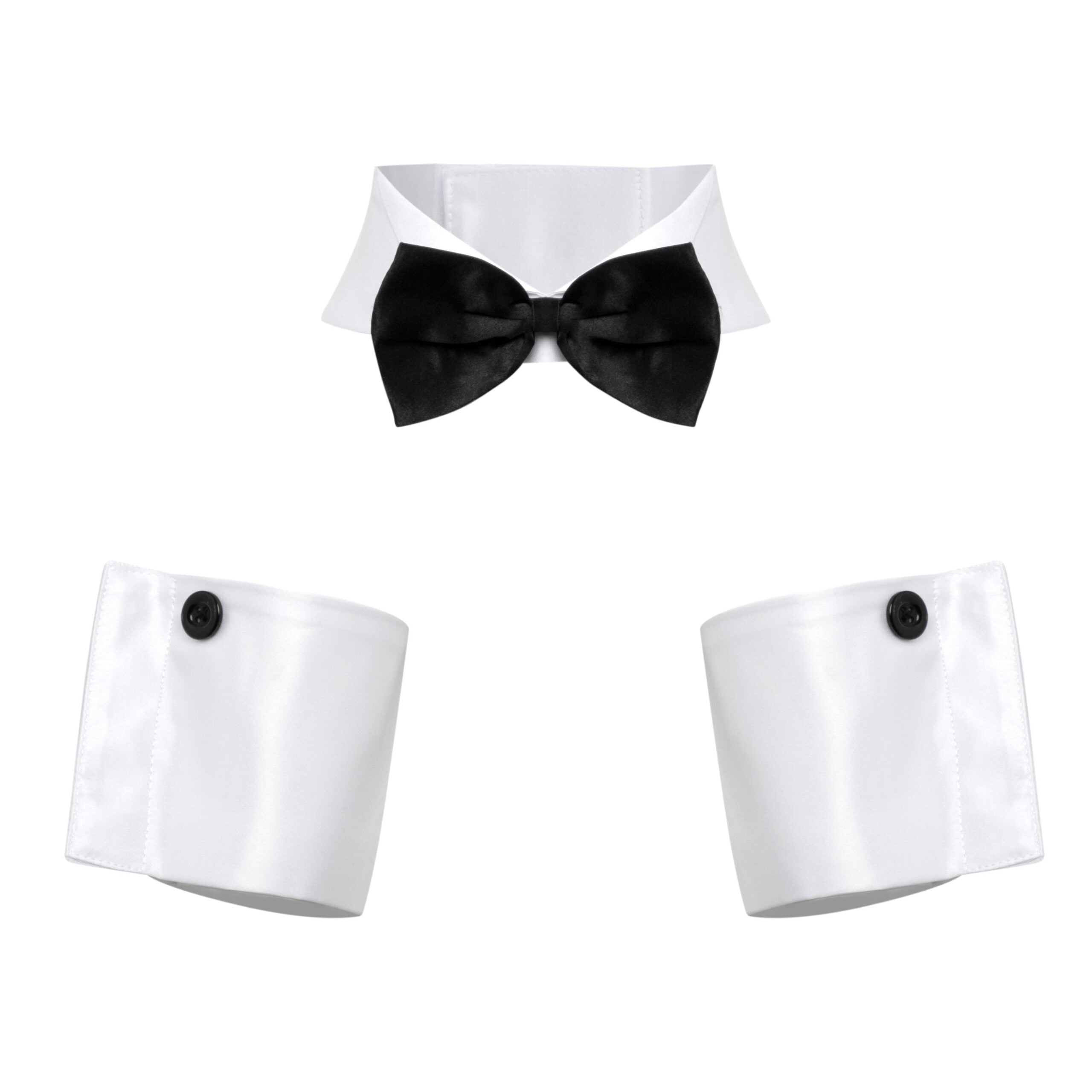 Forum Novelties Black & White Collar Bow Tie Cuff Set – Tuxedo Costume Accessory