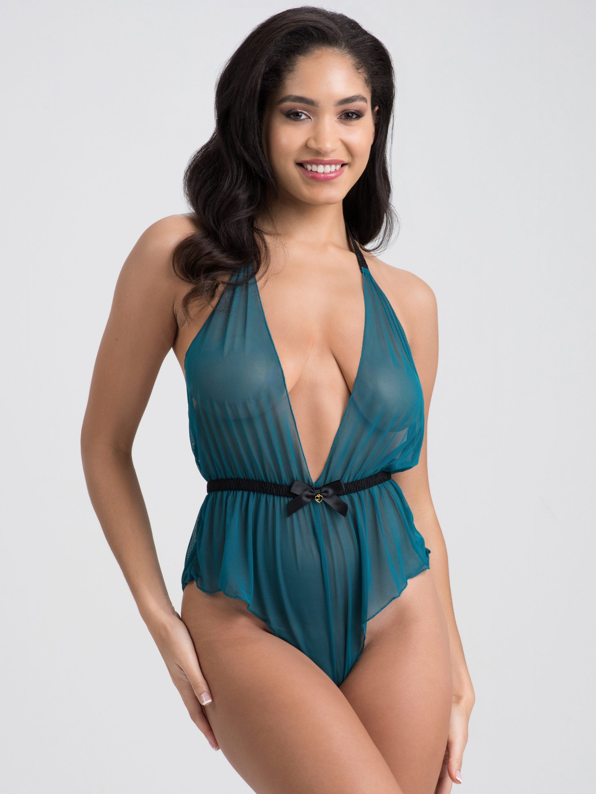 Lovehoney Barely There Sheer Green Crotchless Body